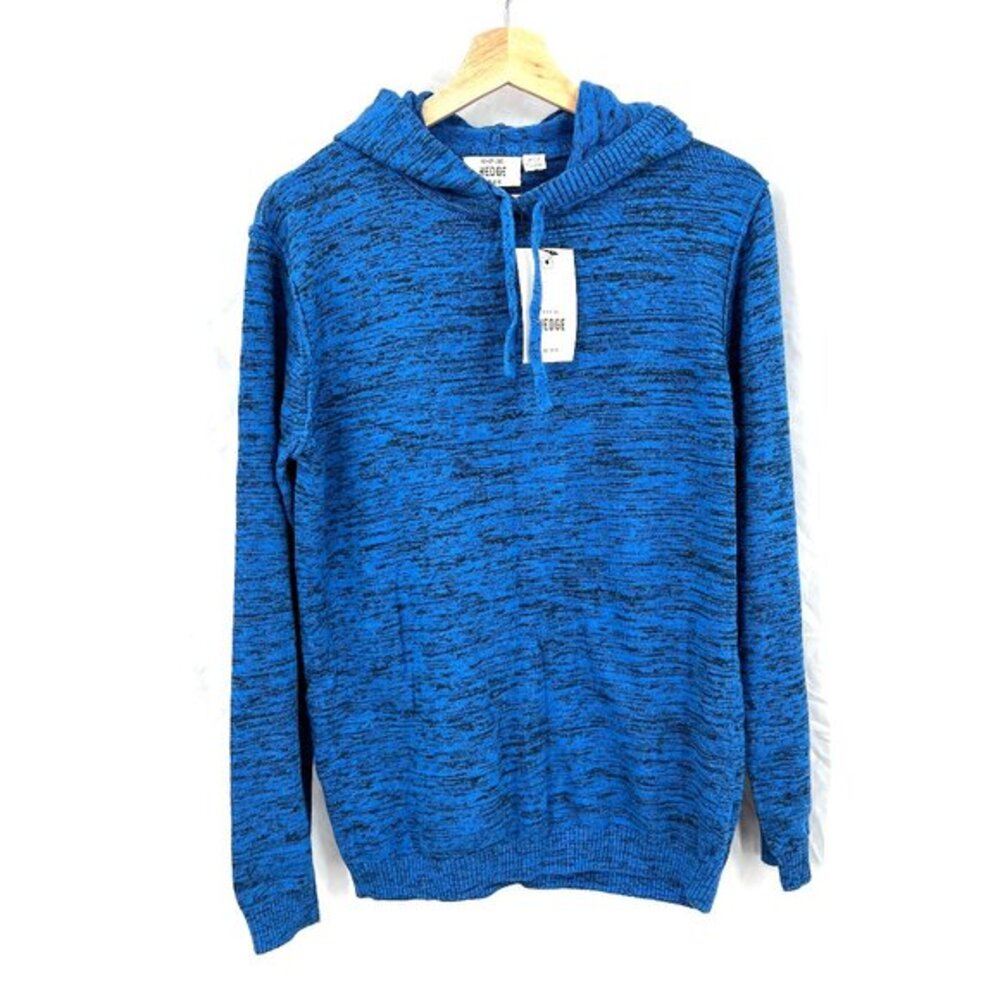 NEW Hedge never lose marl knit pullover hoodie sweater hooded‎ blue classic S